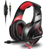 ONIKUMA K1-B Deep Bass Noise Cancelling camouflage gaming hoofdtelefoon met microfoon (zwart rood)