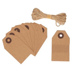 60x Cadeau tags/labels kraftpapier/karton aan jute touw 7 cm