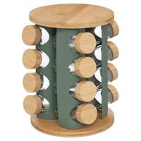 Kruidenrekje - 13 kruidenpotjes - D21 cm - groen / bamboe?- kruiden potjes - keuken