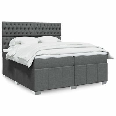 Boxspring met matras stof donkergrijs 200x200 cm