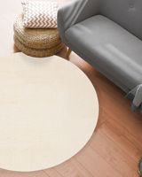 Karpet24 Loft modern pluizig laagpolig tapijt, antislip onderkant, wasbaar tot 30 graden, heerlijk zacht, bontlook, cream-Ø 120 cm
