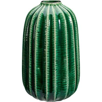 Bloemenvaas cactus - groen - keramiek - D17 x H30 cm - vaas cactus patroon