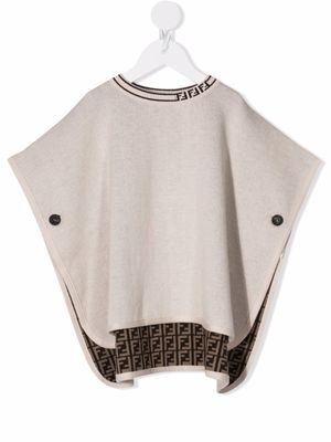 Fendi Kids poncho à motif monogrammé - Tons neutres