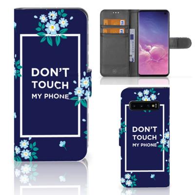 Samsung Galaxy S10 Portemonnee Hoesje Flowers Blue DTMP