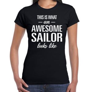 Awesome sailor / geweldige matroos cadeau t-shirt zwart voor dames