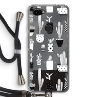 Cactusmotief: Pixel 3a Transparant Hoesje met koord