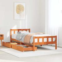 Bedframe zonder matras massief grenenhout wasbruin 75x190 cm