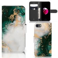 Bookcase voor iPhone 7 | 8 | SE (2020) | SE (2022) Marmer Groen | Portemonnee hoesje