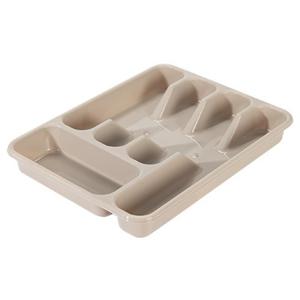 Bestekbak - taupe - 5 vakken - 34 x 26 x 5 cm - lade indeling - bestekhouders