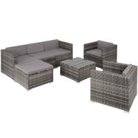 tectake® - Wicker loungeset Lignano met 2 fauteuils - grijs