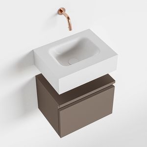 Toiletmeubel Mondiaz Andor | 40 cm | Meubelkleur Smoke | Lex vrijhangend wastafel Talc Midden | Zonder kraangat