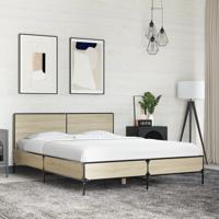 Bedframe bewerkt hout metaal sonoma eikenkleurig 120x190 cm