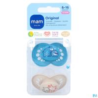 Mam Fopspeen Original Pure Siliconen 6-16m Jongen Mam Fopspeen Original Pure Siliconen 6-16m Jongen