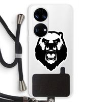 Angry Bear (white): Huawei P50 Transparant Hoesje met koord