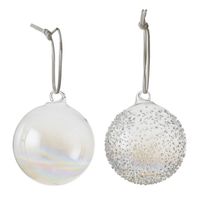 2x Glazen transparant parelmoer kerstballen 7 cm kerstboomversiering - Kerstbal - thumbnail