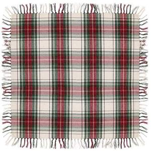 Unique Living - Tafelkleed Xmas Tartan - 90x90cm - White