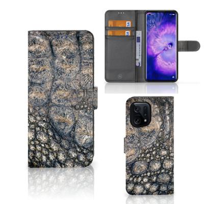OPPO Find X5 | Telefoonhoesje | Met pasjeshouder | Krokodillenprint