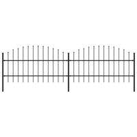 Tuinhek met speren bovenkant (0,75-1)x3,4 m staal zwart