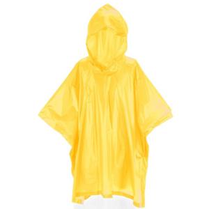 Kinder regen poncho - pvc - geel - in zakje - vanaf 4 jaar - noodponcho met capuchon