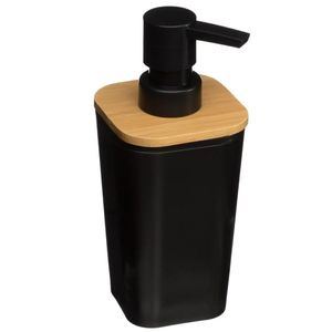 Zeeppompje/zeepdispenser van kunststeen - zwart - 300 ml   -