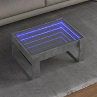 Salontafel met Infinity LED 70x53x30 cm betongrijs
