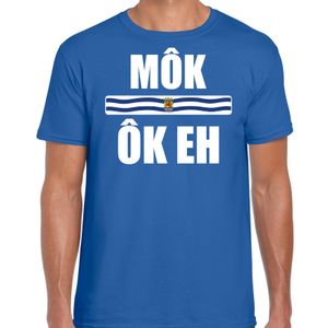 Mok ok eh met vlag Zeeland t-shirts Zeeuws dialect blauw voor heren