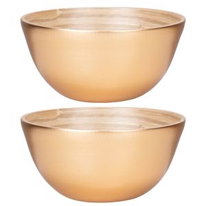 Schaaltje/kommetje - 2x - goud - bamboe - D14 cm x H7 cm