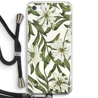 Wit bloemenpatroon: iPhone 5 / 5S / SE Transparant Hoesje met koord