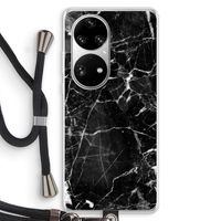 Zwart Marmer 2: Huawei P50 Pro Transparant Hoesje met koord Zwart Marmer 2: Huawei P50 Pro Transparant Hoesje met koord