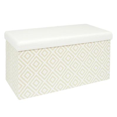 Hocker/poef opvouwbaar - wit/zwart - Truni - polyester - 76 x 38 cm
