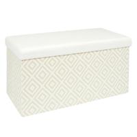 Hocker/poef opvouwbaar - wit/zwart - Truni - polyester - 76 x 38 cm