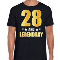28 and legendary verjaardag cadeau t-shirt goud 28 jaar zwart voor heren 2XL  - - thumbnail