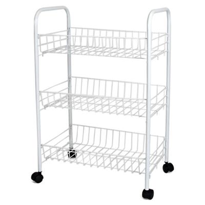 Keuken trolley - wit - met 3 manden - op wieltjes - 26 x 40 x 62 cm