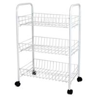 Keuken trolley - wit - met 3 manden - op wieltjes - 26 x 40 x 62 cm