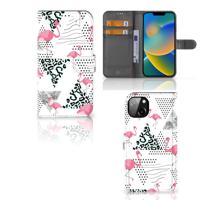 iPhone 14 Plus | Telefoonhoesje | Met pasjeshouder | Flamingo Triangle