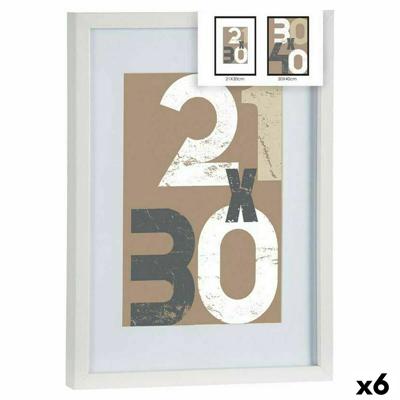 Muurfotolijst Wit Glas Hout MDF 32,5 x 2,5 x 42,5 cm (6 Stuks)