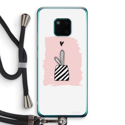 Zwart-wit cactus: Huawei Mate 20 Pro Transparant Hoesje met koord