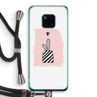 Zwart-wit cactus: Huawei Mate 20 Pro Transparant Hoesje met koord