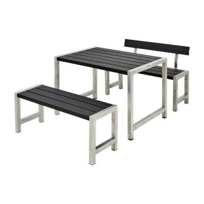 Tuinset Industrieel Café Zwart 1 Rugleuning