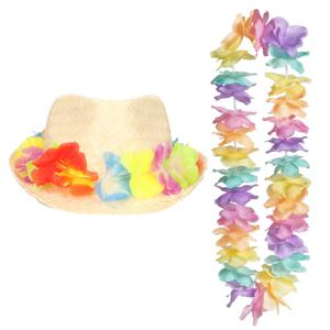 Carnaval verkleed set - Tropische Hawaii party - hoedje met bloemenslinger - volwassenen