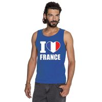 Blauw I love Frankrijk fan singlet shirt/ tanktop heren - thumbnail