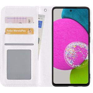 Basey Samsung Galaxy A52 Hoesje Book Case Kunstleer Cover Hoes -Wit