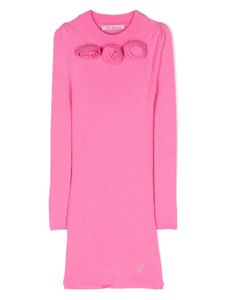 Miss Blumarine robe nervurée à détails fleuris - Rose