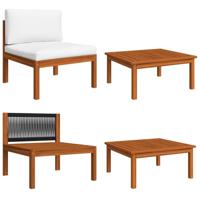 2-delige Loungeset met kussens massief acaciahout - thumbnail