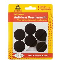 Deltafix Anti-krasvilt - 6x - zwart - 33 mm - rond - zelfklevend - meubel beschermvilt   -