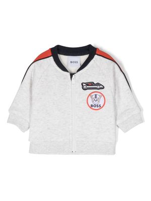 BOSS Kidswear sweat zippé à patch - Gris
