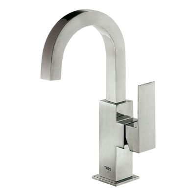 Wastafelkraan Tres Cuadro | Opbouw | Draaibare uitloop | Mengkraan | Standaard model | 1-hendel | Vierkant | RVS look