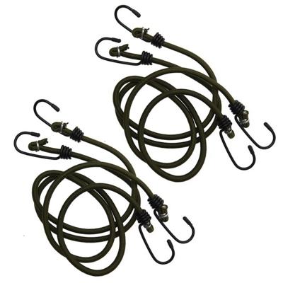 Elastische span / elastiek spin - 4x stuks - legergroen - 56 cm - met metalen haak - vastzetten