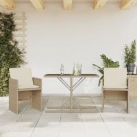 3-delige Bistroset met kussens poly rattan beige - thumbnail