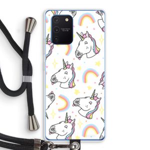 Rainbow Unicorn: Samsung Galaxy Note 10 Lite Transparant Hoesje met koord